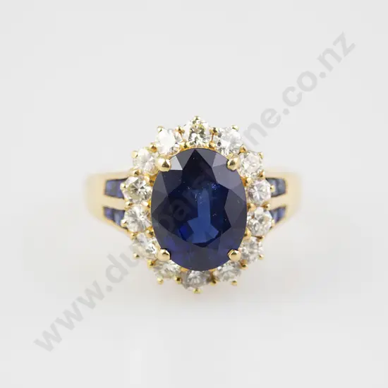 18ct 15stone Sapphire & Diamond Cluster Ring