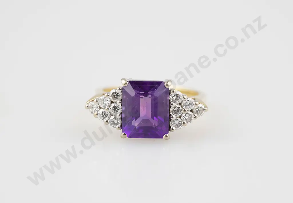 18ct 13stone Amethyst and Diamond Dress Ring Image 1++