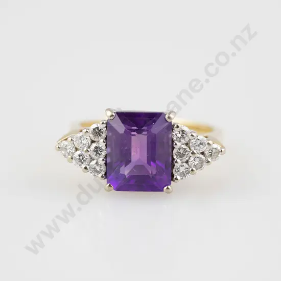 18ct 13stone Amethyst and Diamond Dress Ring