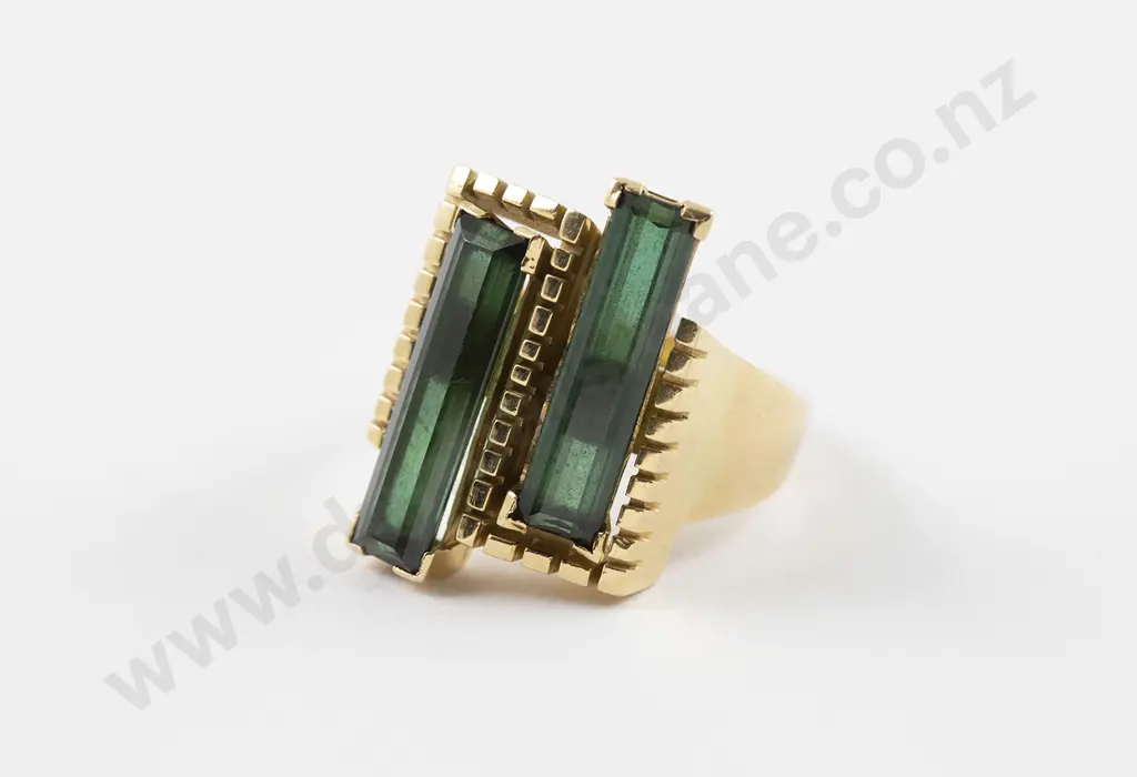 C1967 Andrew Grima Design 18ct Two Stone Tourmaline Ring Image 1++