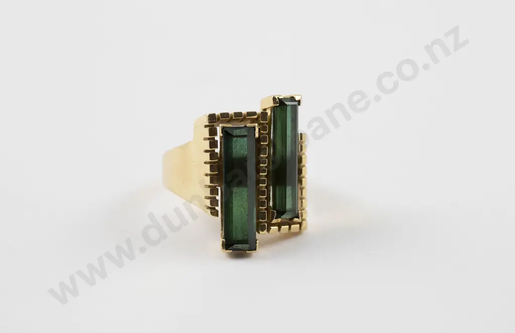 C1967 Andrew Grima Design 18ct Two Stone Tourmaline Ring Image 1++