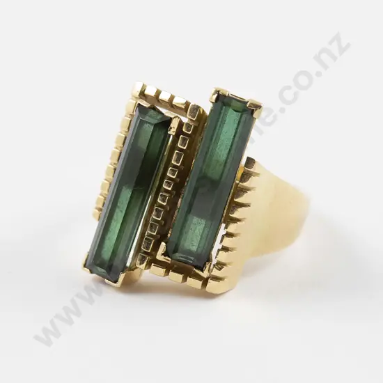 C1967 Andrew Grima Design 18ct Two Stone Tourmaline Ring