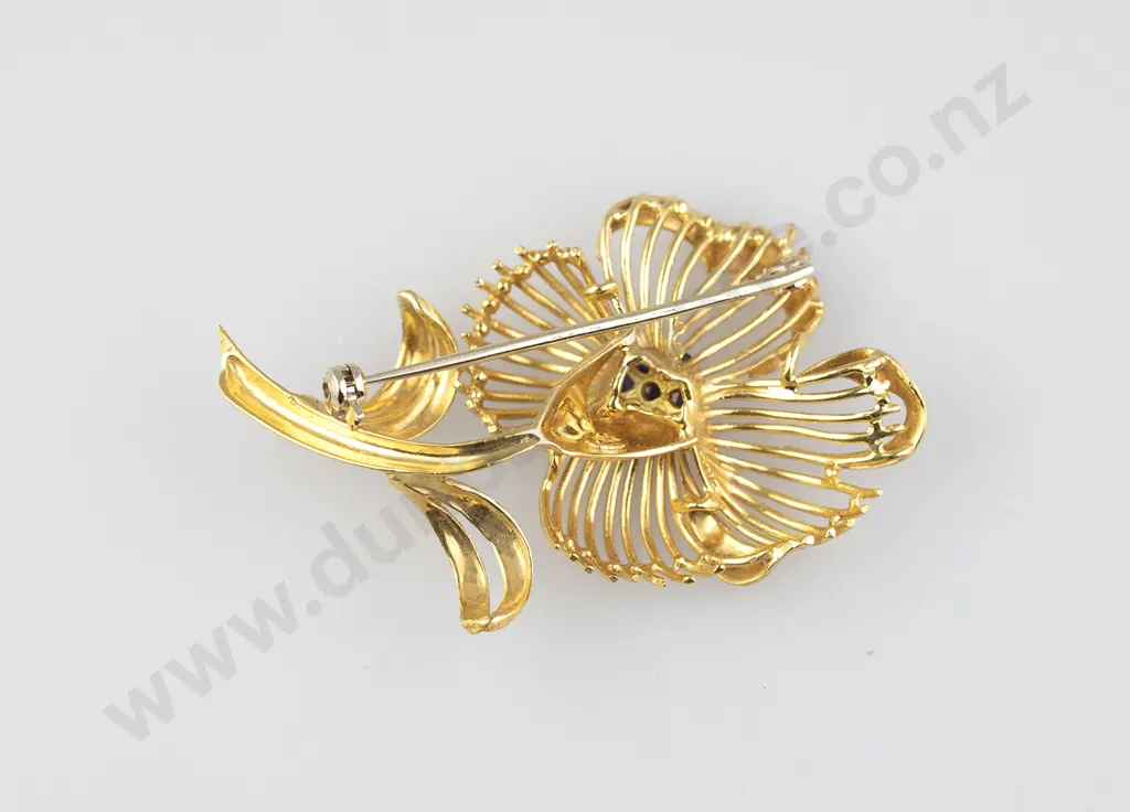 18ct Yellow Flower Spray Brooch Image 1++