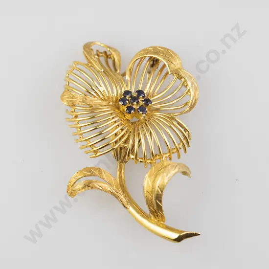 18ct Yellow Flower Spray Brooch