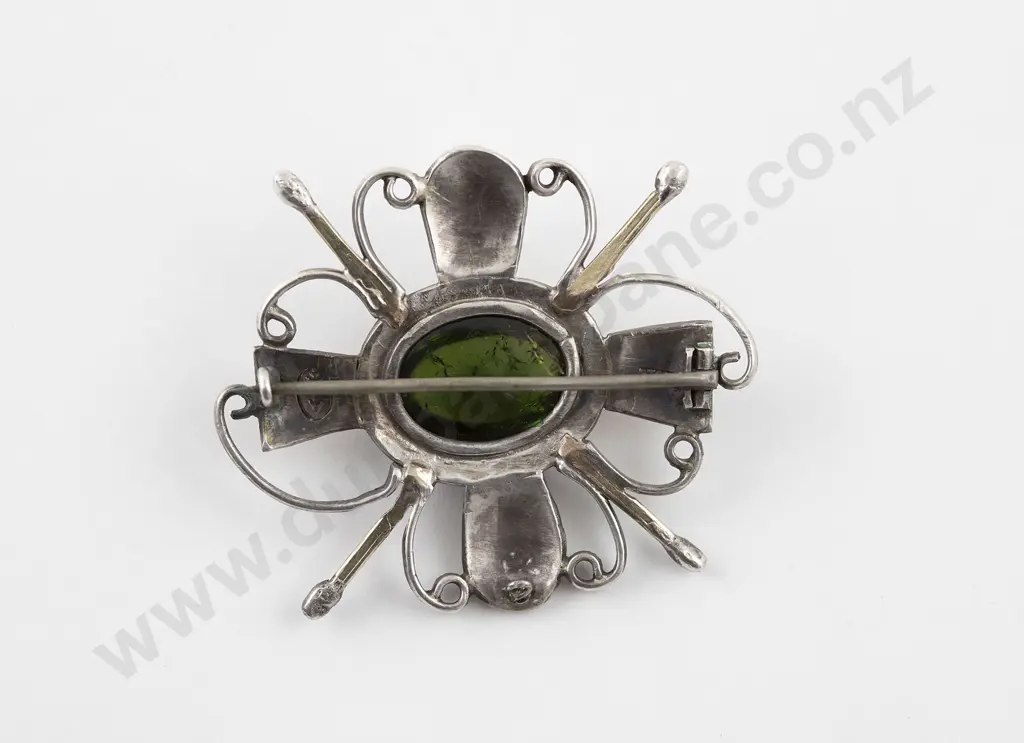 Edith Morris (NZ 1895-1965) S/S and Single Green Tourmaline Brooch Image 1++