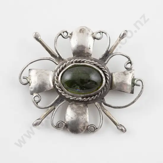 Edith Morris (NZ 1895-1965) S/S and Single Green Tourmaline Brooch