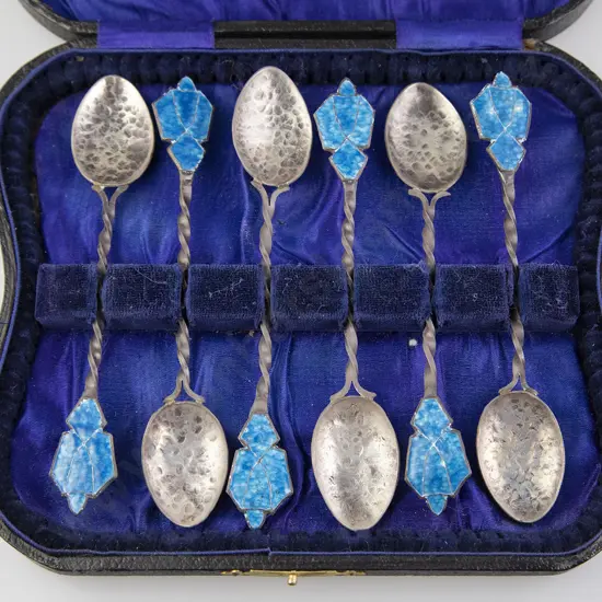 Rare Cased Set Six Reuben Watts (NZ 1869-1940)