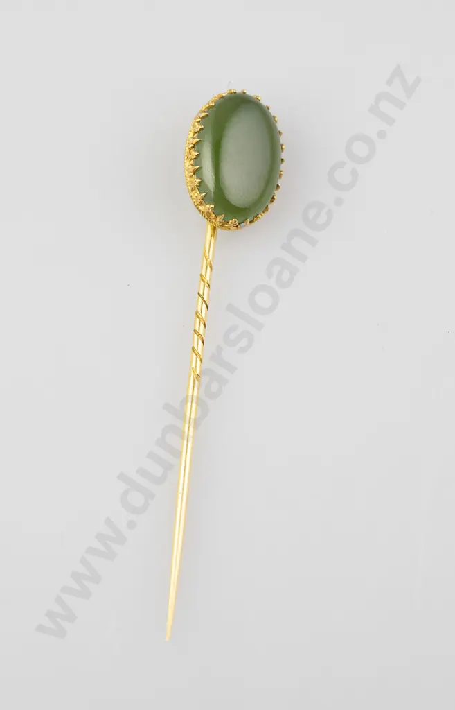 Late C19th (15ct) Greenstone Stickpin Image 1++