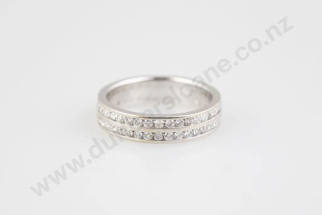 18ct White Gold 74stone Diamond Double Band Eternity Band Image 1++