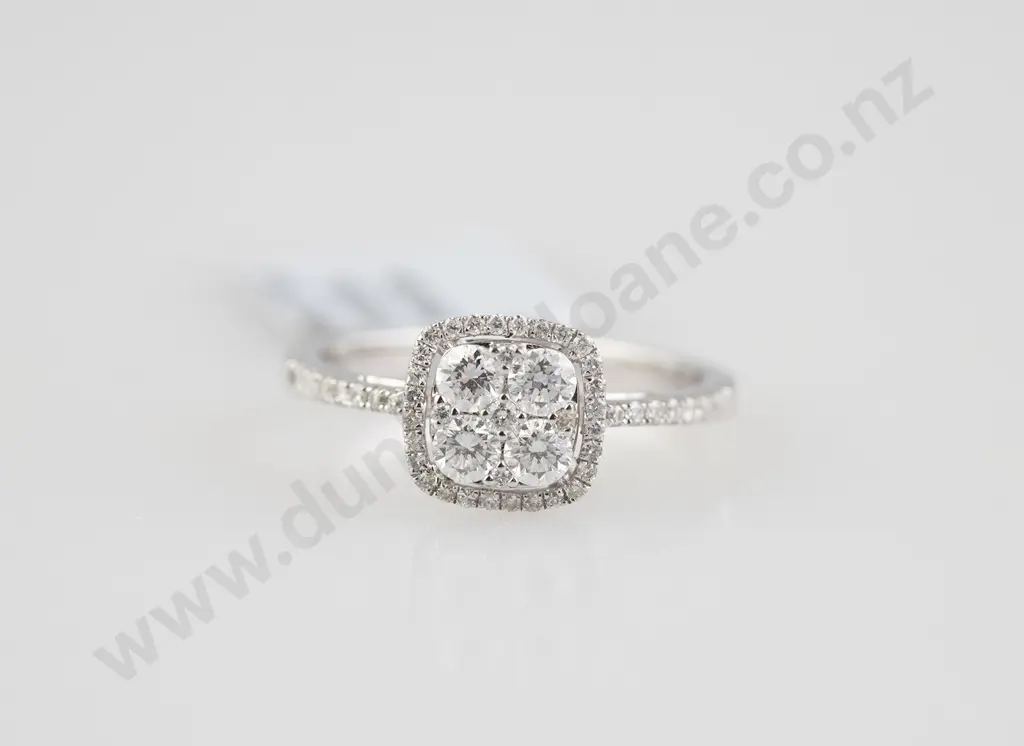 18ct White Gold 55stone Diamond Cluster Ring Image 1++