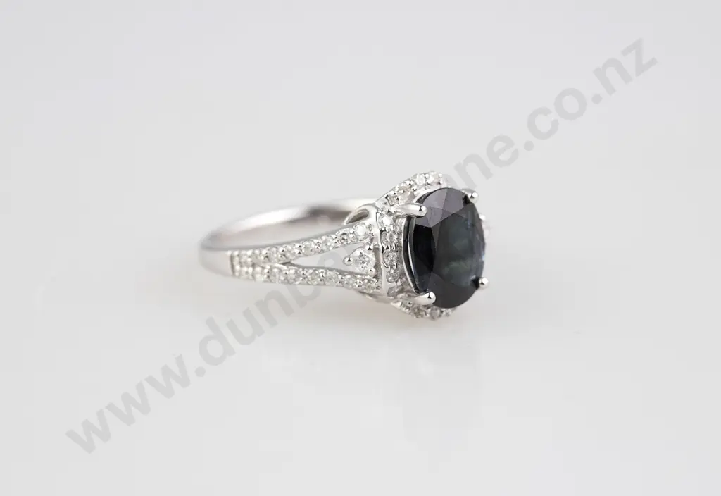 14ct White Gold 53stone Sapphire and Diamond Cluster Ring Image 1++
