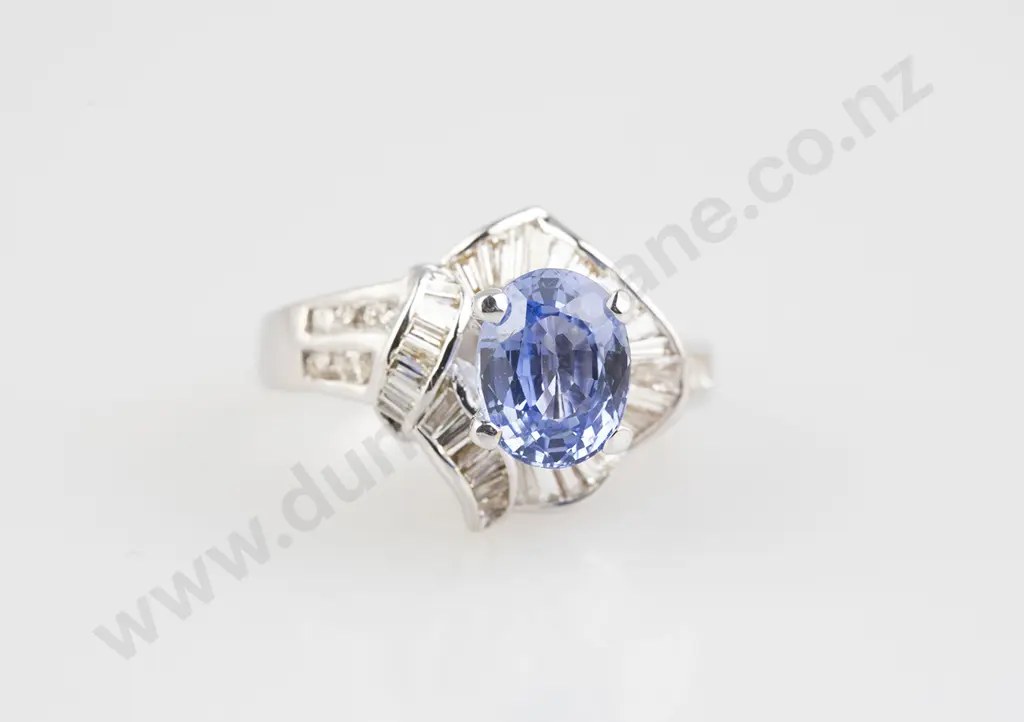 18ct White Gold 39stone Ceylon Sapphire and Diamond Cluster Ring Image 1++