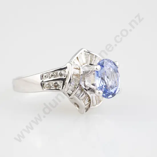 18ct White Gold 39stone Ceylon Sapphire and Diamond Cluster Ring