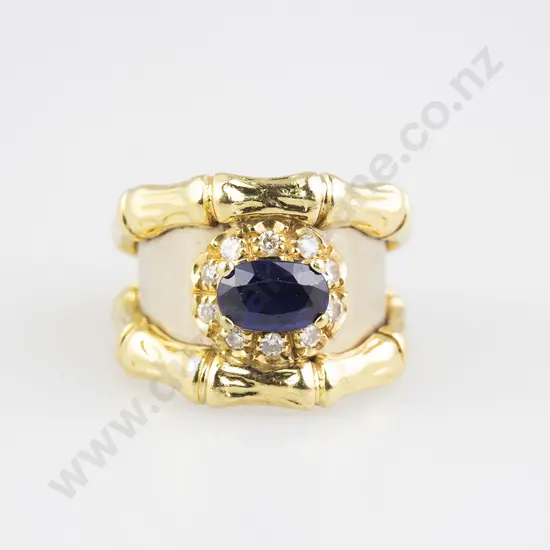 18ct Yellow & White Gold Eleven Stone Sapphire & Diamond Dress Ring
