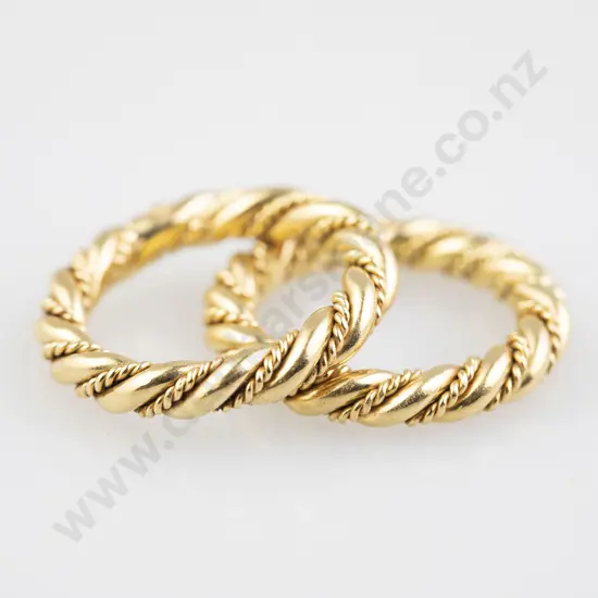 Two 18ct Rope and Wire Twist Pattern Bands