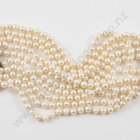 Five Strand Uniform and Graduated Cultured Pearl Necklace
