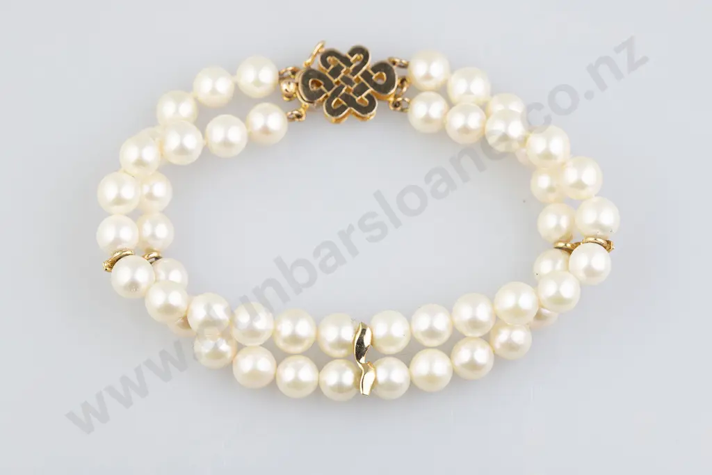 Double Strand Uniform Cultured Pearl Bracelet Image 1++
