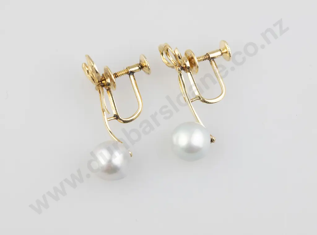 Pair Mikimoto 14ct Pearl Pendant Earrings Image 1++