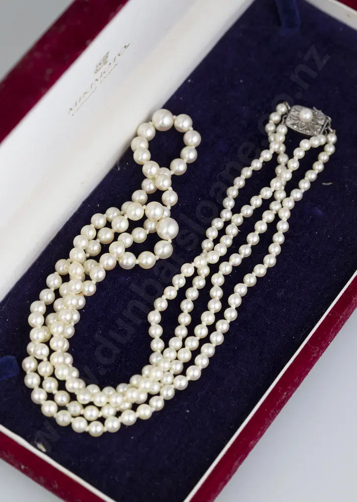 Mikimoto Double Strand Graduated Cultured Pearl Necklace Image 1++