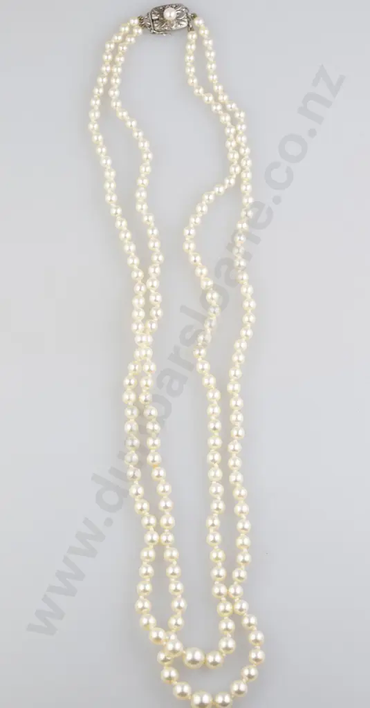 Mikimoto Double Strand Graduated Cultured Pearl Necklace Image 1++