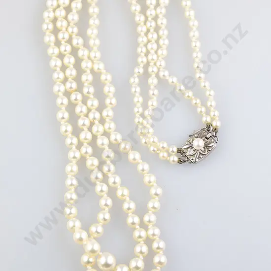 Mikimoto Double Strand Graduated Cultured Pearl Necklace