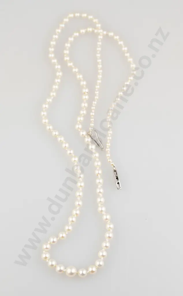 Vintage Single Strand Graduated Cultured Pearl Necklace Image 1++