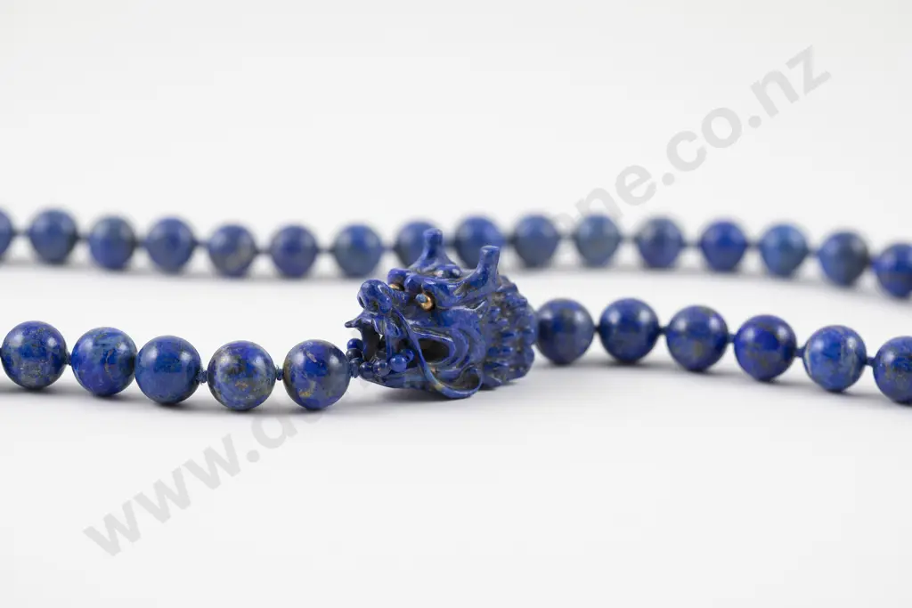 Mid C20th Single Strand Uniform Lapis Lazuli Bead Necklace Image 1++