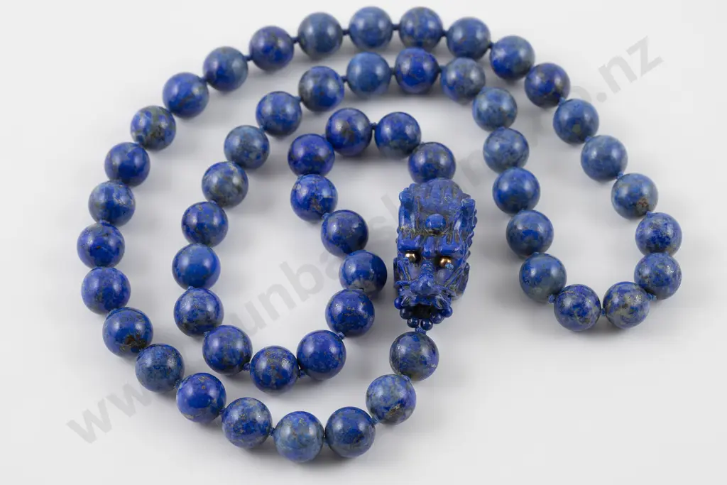 Mid C20th Single Strand Uniform Lapis Lazuli Bead Necklace Image 1++