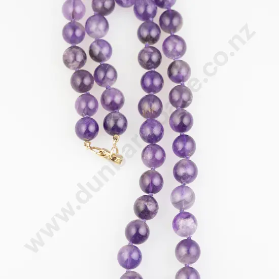 Single Strand Uniform Amethyst Bead Necklace