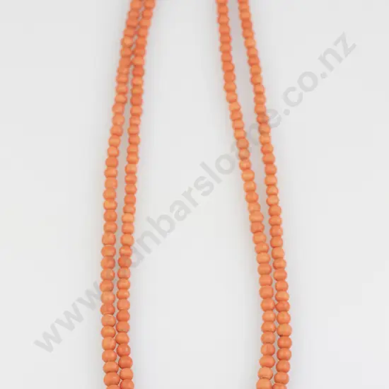 Double Strand Slightly Graduated Italian Red Coral Bead Necklace