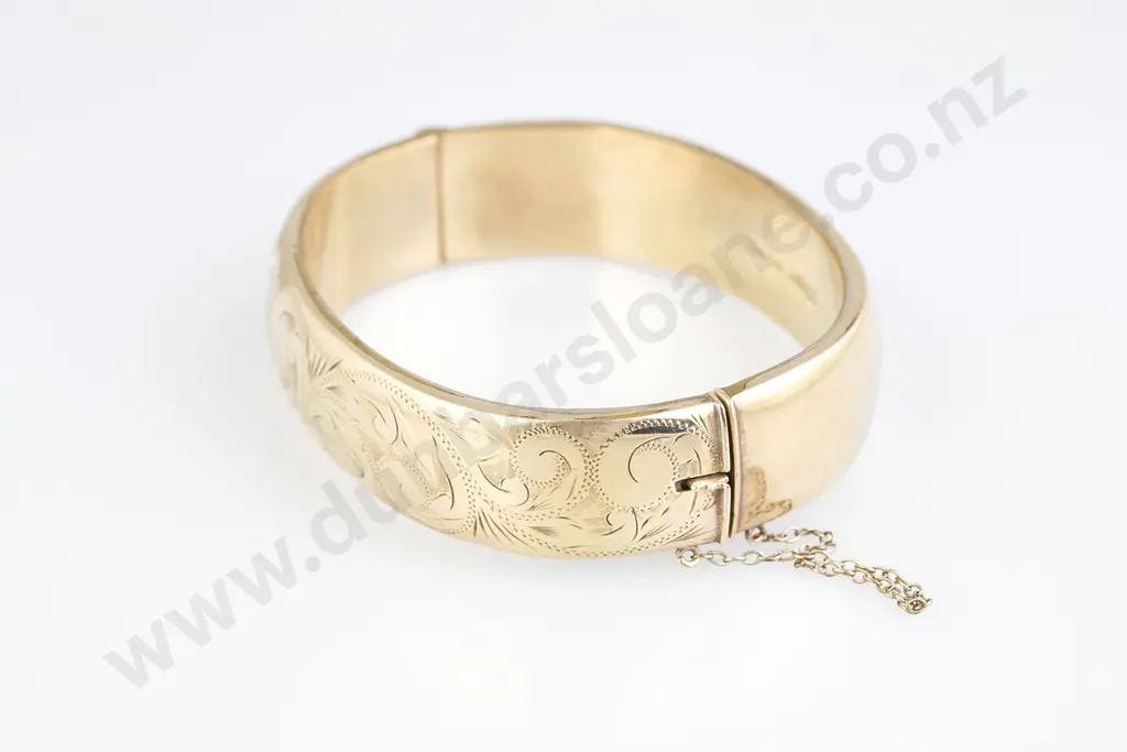 9ct (Metal Core) Hinged Snap Bangle Image 1++