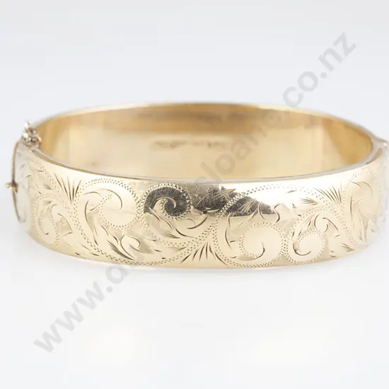 9ct (Metal Core) Hinged Snap Bangle