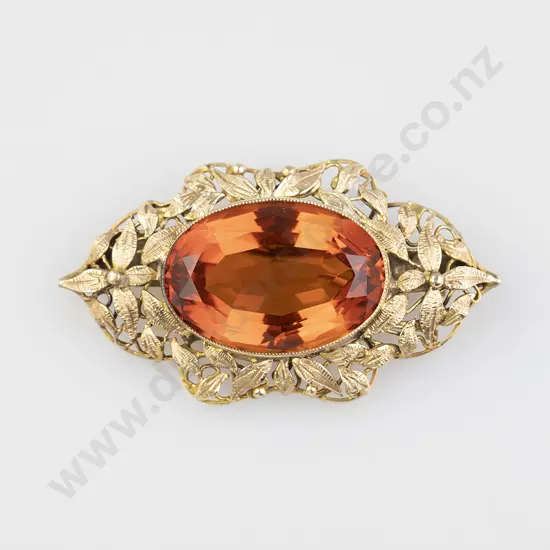 9ct Single Large Imitation Cairngorm Brooch