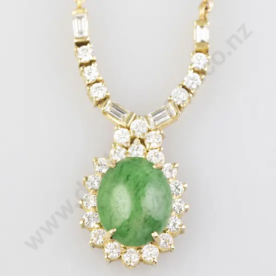 14ct Jade and Diamond Necklace