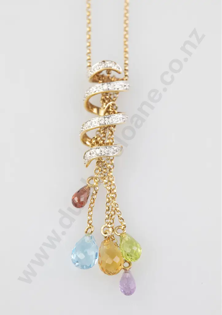 14ct Diamond and Multi-Gem Pendant Image 1++
