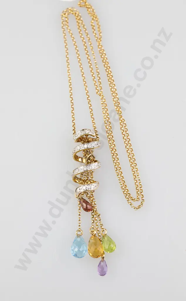 14ct Diamond and Multi-Gem Pendant Image 1++