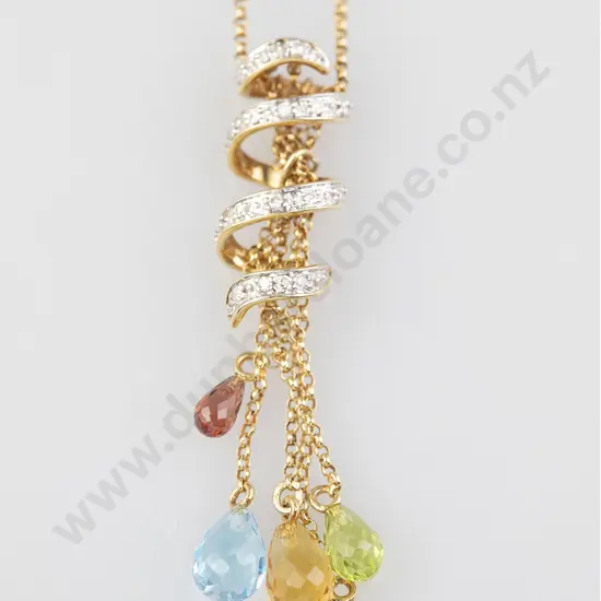 14ct Diamond and Multi-Gem Pendant