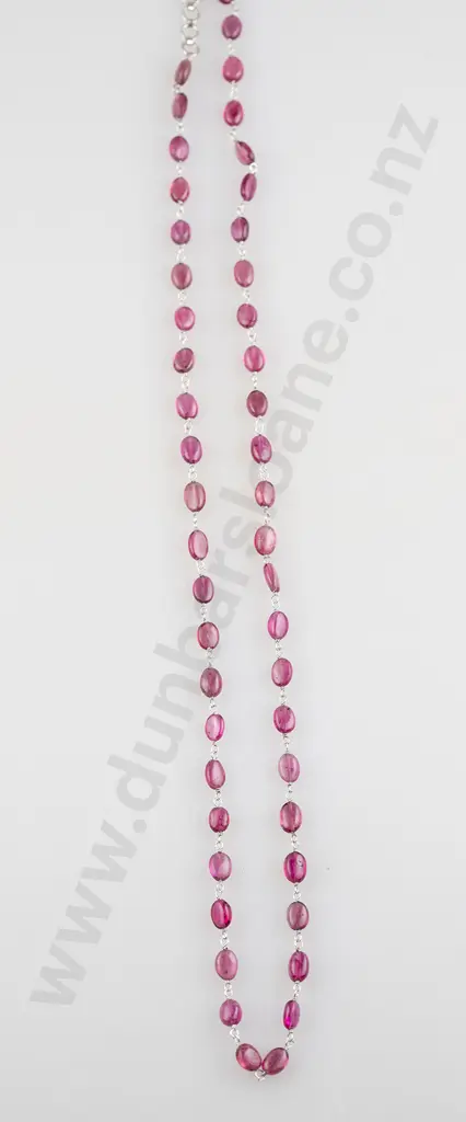 18ct White Gold Pink Tourmaline Bead Necklace Image 1++
