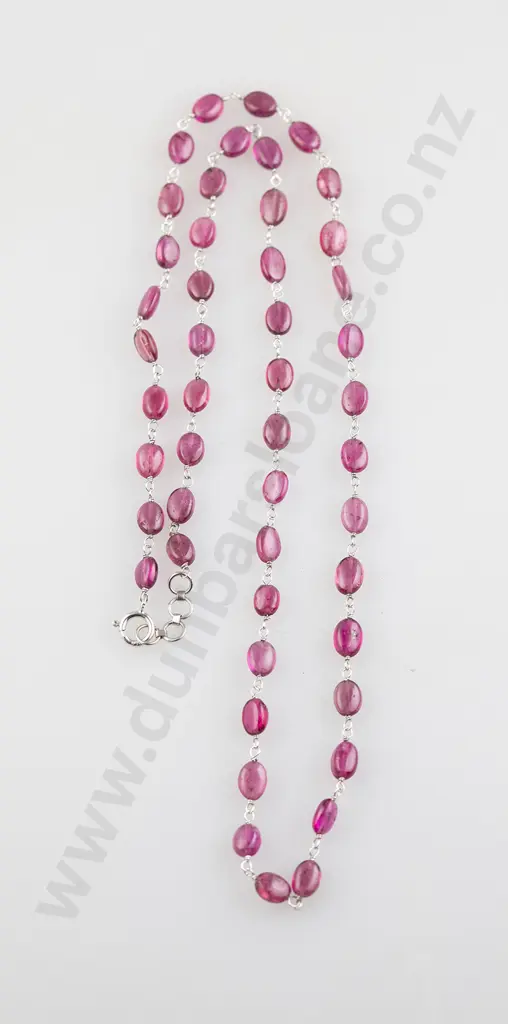 18ct White Gold Pink Tourmaline Bead Necklace Image 1++
