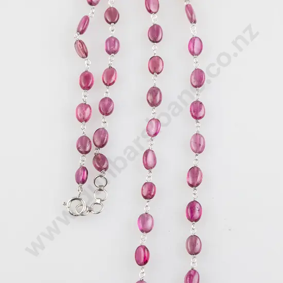 18ct White Gold Pink Tourmaline Bead Necklace