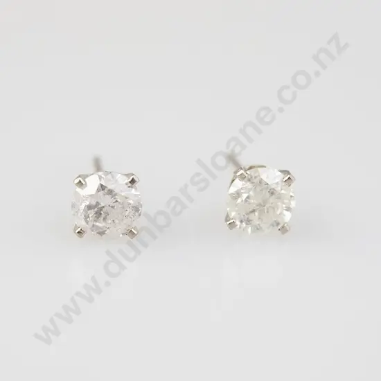 Pair 14ct White Gold Diamond Stud Earrings