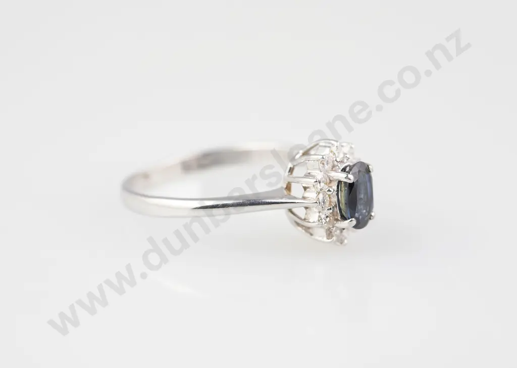 14ct White Gold 13stone Sapphire and Diamond Cluster Ring Image 1++