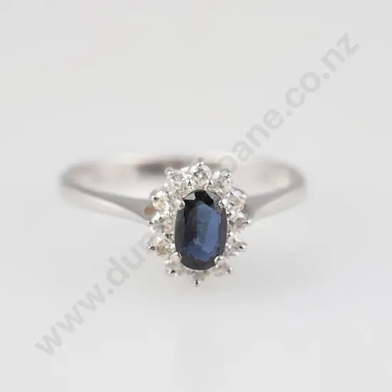 14ct White Gold 13stone Sapphire and Diamond Cluster Ring
