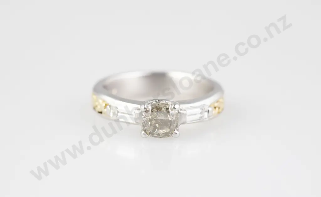 Platinum & 18ct Solitaire Diamond Ring Image 1++