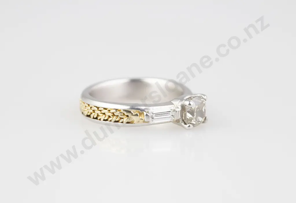 Platinum & 18ct Solitaire Diamond Ring Image 1++