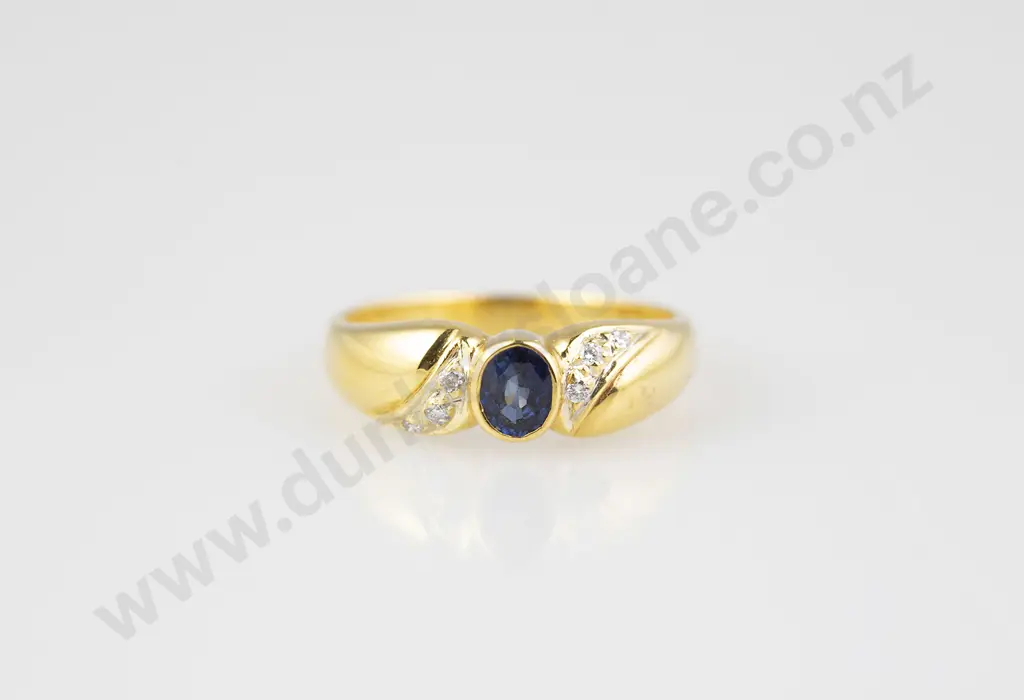 18ct Seven Stone Sapphire and Diamond Band Ring Image 1++