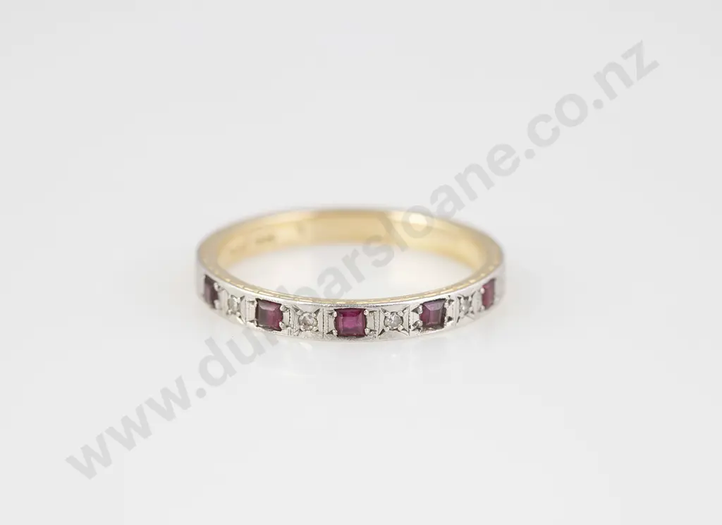 18ct & Platinum Nine Stone Ruby and Diamond Eternity Band Image 1++