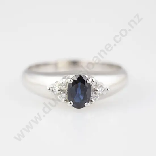 18ct White Gold Seven Stone Sapphire and Diamond Band Ring