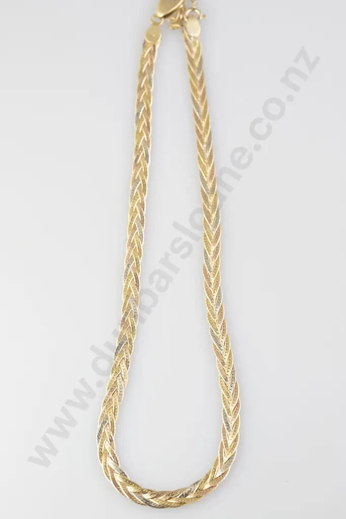 18ct Tri-colour Gold Flat Link Necklace Image 1++