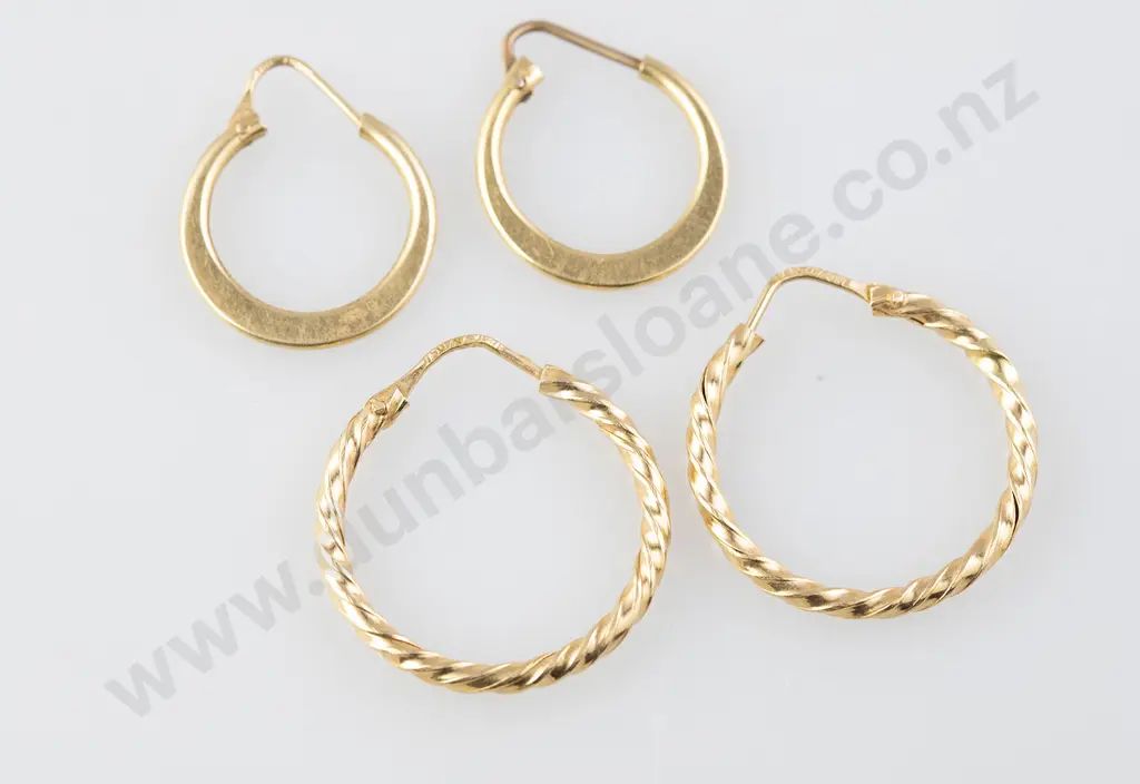 Two Pair 18ct Hoop Earrings Image 1++